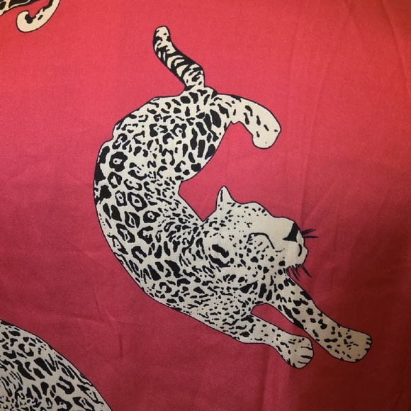 Bright Pink Leopard Print Button-Up Blouse - Picture 3 of 7